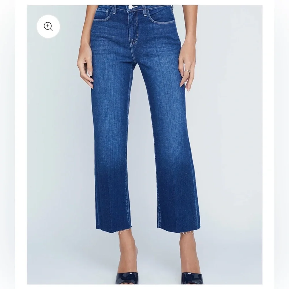 L'AGENCE Womens High-Rise Wide-Leg Cropped Jeans Size 29 Stretch